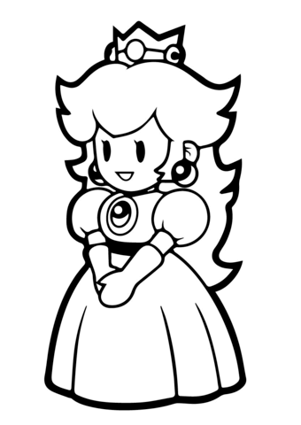 Paper Princess Peach Coloring Page